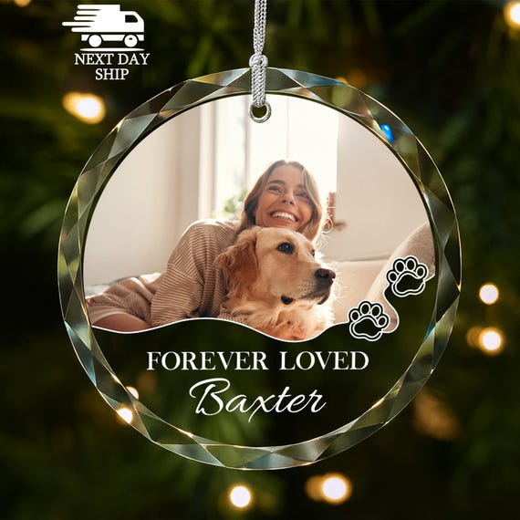 Personalized Dog Memorial Ornament, Dog Photo Ornament, Forever Loved Ornament, Cat Memorial Keepsake, Pet Owner Ornament, Pet Loss Gift