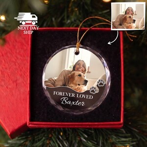 Personalized Dog Memorial Ornament, Dog Photo Ornament, Forever Loved Ornament, Cat Memorial Keepsake, Pet Owner Ornament, Pet Loss Gift image 9