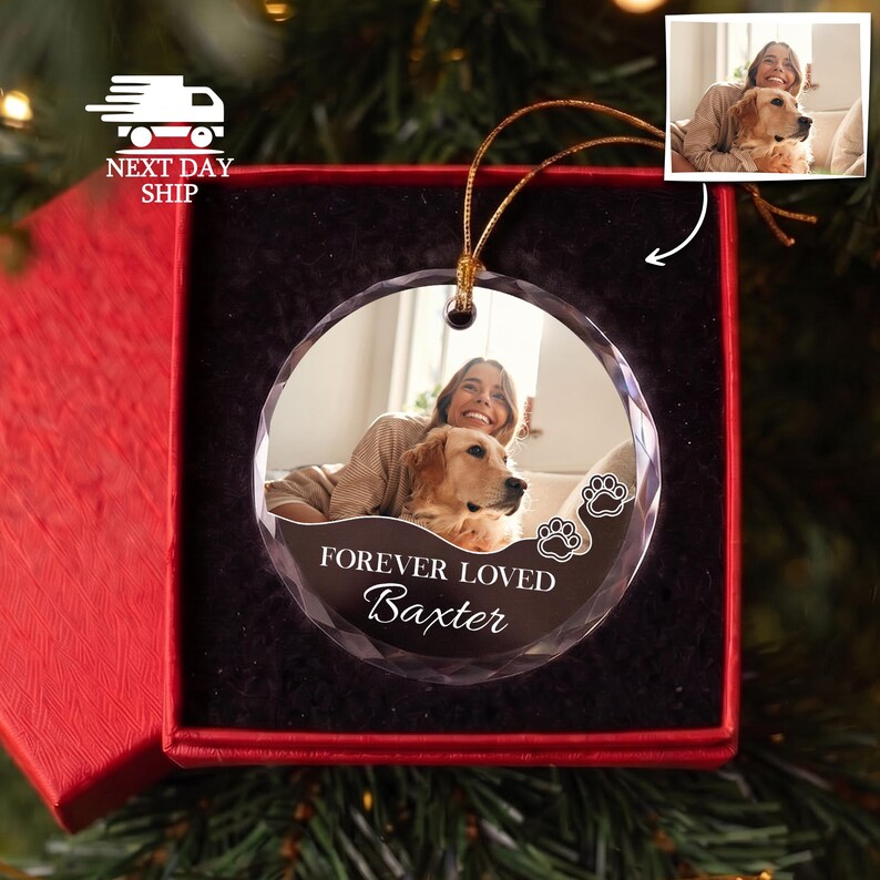 Personalized Dog Memorial Ornament, Dog Photo Ornament, Forever Loved Ornament, Cat Memorial Keepsake, Pet Owner Ornament, Pet Loss Gift image 9