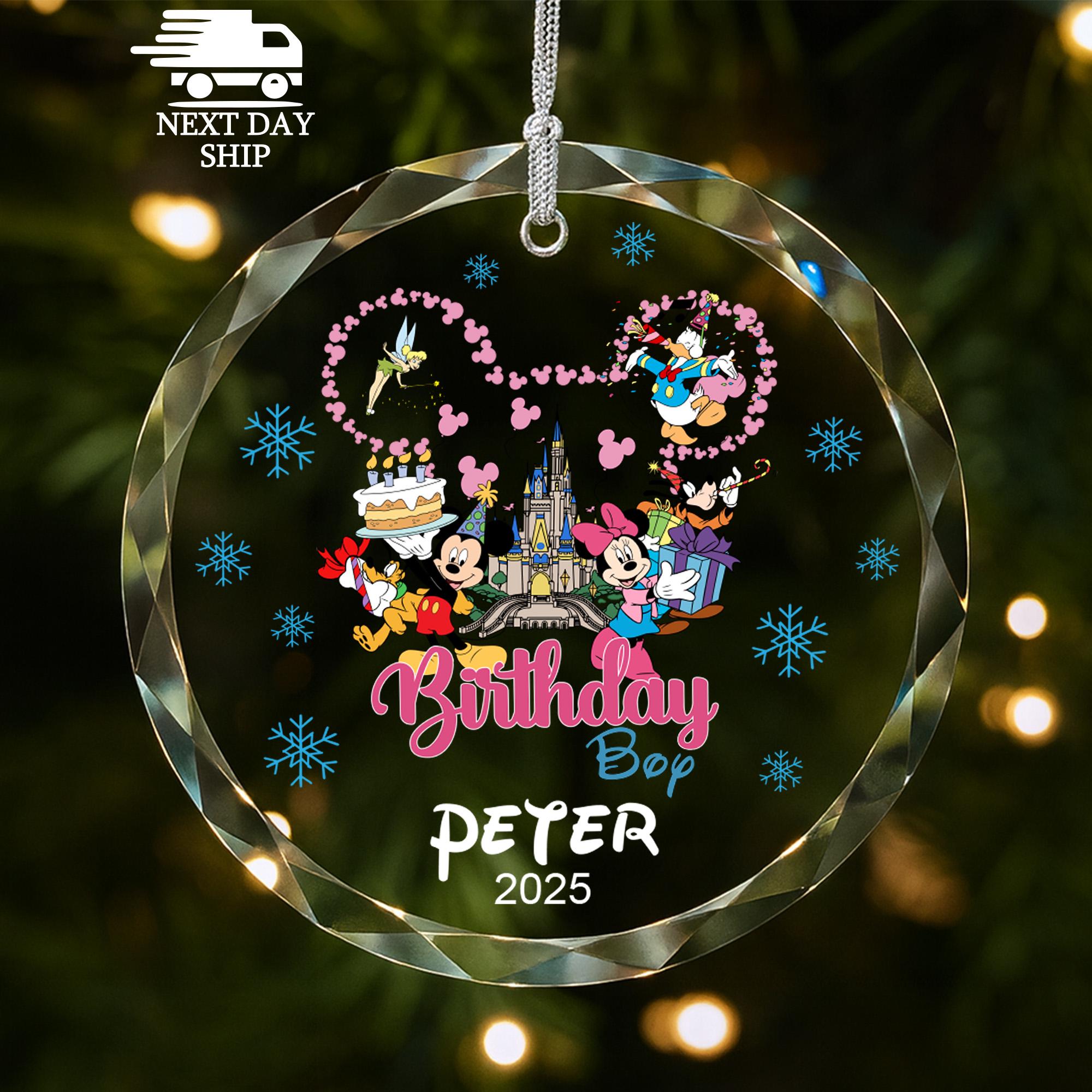 Disney Birthday Boy Ornaments, Kids Birthday Decoration, Baby Boy Gift, Kids Name Ornament, Custom Mickey Mouse Ears Ornament, Gift for Him
