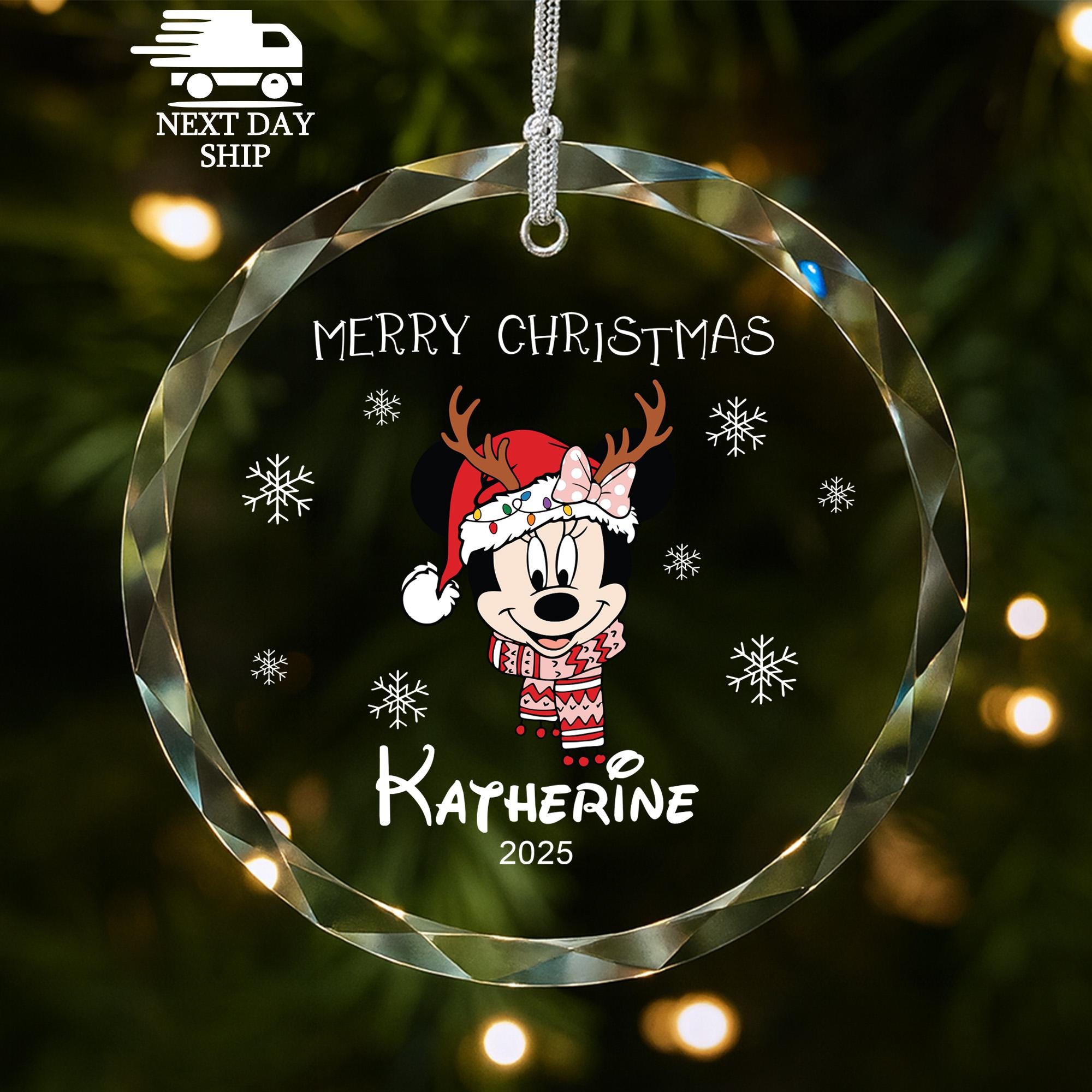 Minnie Mouse Name Ornament, Kids Christmas Ornament, Disney Girl Gift, Daughter and Niece Ornament, Kids Name Keepsake, 2025 Minnie Keepsake