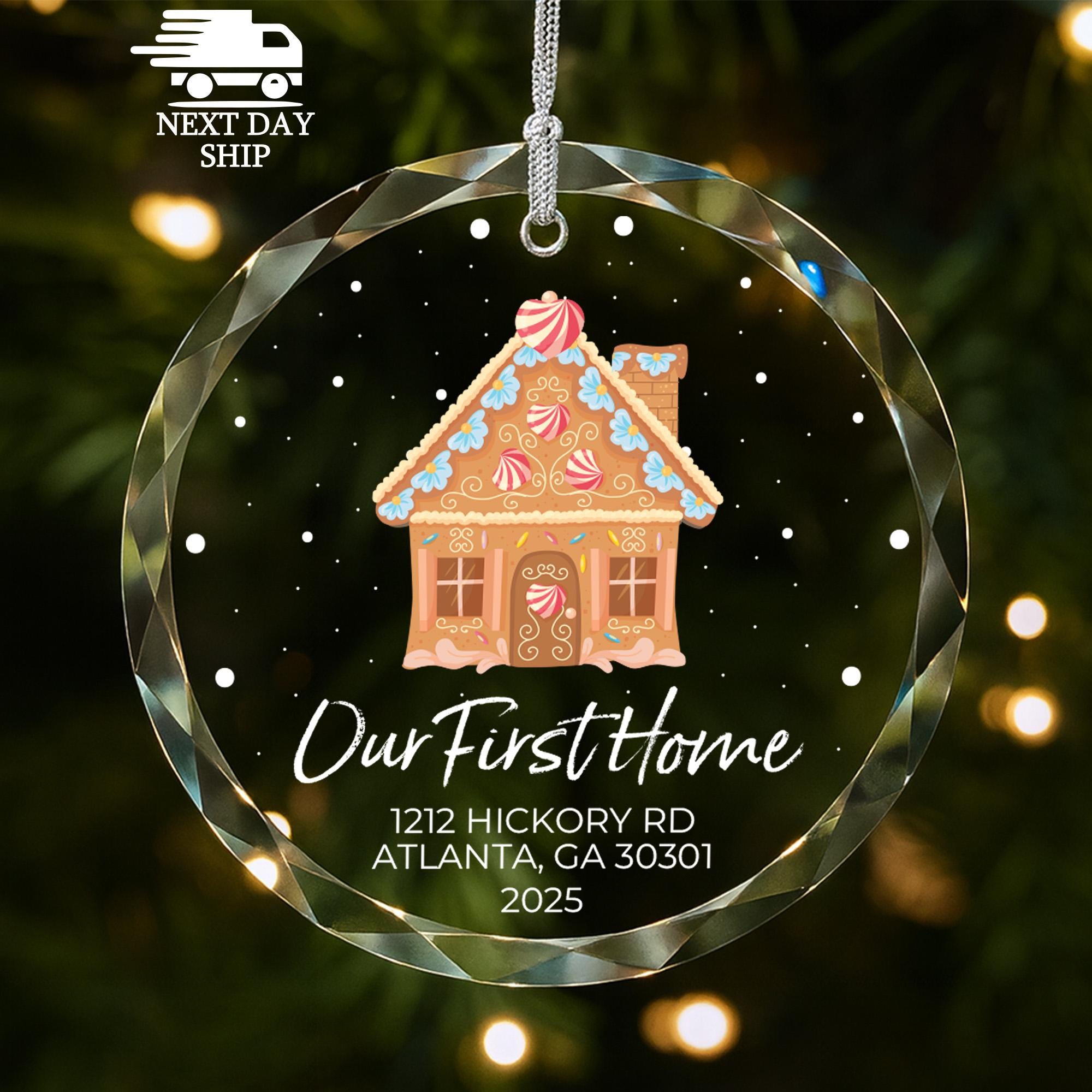 Custom First Home Address Ornament, 2025 Christmas House Ornament, Gingerbread House Ornament, Home Address Keepsake, Christmas Decoration