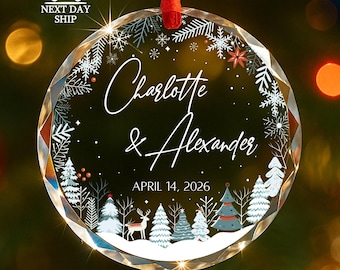 Custom Couple Name Ornament, 2026 Couple Keepsake, Personalized Christmas Ornament, Wedding Date Ornament, Engaged Ornament, Newlywed Gift