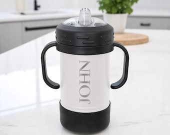 Personalized Stainless Steel Sippy Cup, Toddler Tumbler with Handle