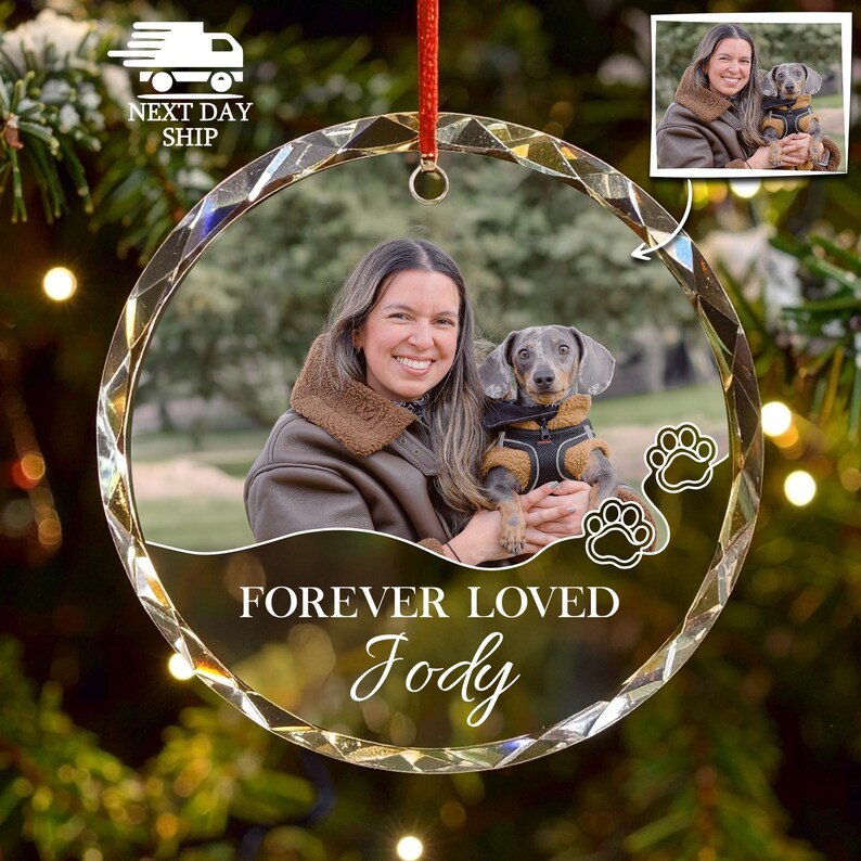 Personalized Dog Memorial Ornament, Dog Photo Ornament, Forever Loved Ornament, Cat Memorial Keepsake, Pet Owner Ornament, Pet Loss Gift image 8