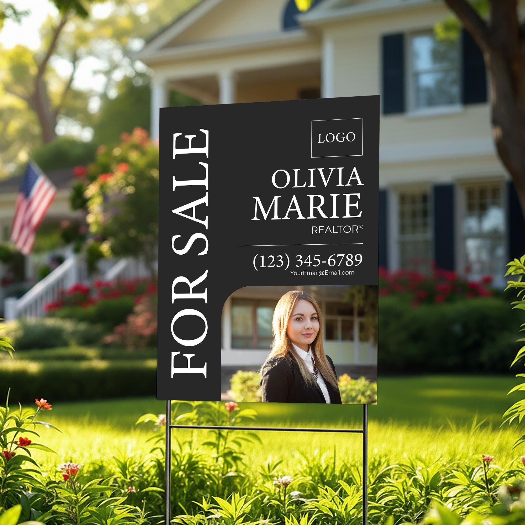 Pvc Sign Realtor Examples Vertical Realtor Yard Sign With Photo, Custom Real Estate for Sale Lawn ...