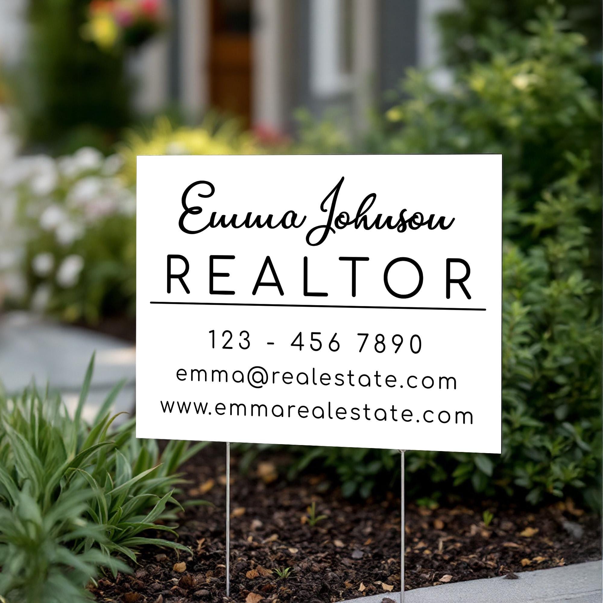 Double Side Realtor Outdoor Sign, Real Estate Agent Name Number Mail ...