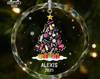 Custom Hairdresser Ornament, Personalized Hair Salon Ornament, Beautician Ornament, Hair Stylist Christmas Ornament, Glass Heart Ornament