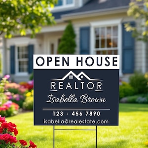 Personalized Open House Sign, Realtor Marketing Sign, Customized Realtor Name Sign, Custom Real Estate Agent Signs, House for Sale Sign