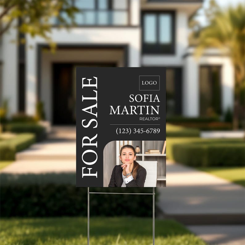 Pvc Sign Realtor Examples Vertical Realtor Yard Sign With Photo, Custom Real Estate for Sale Lawn ...
