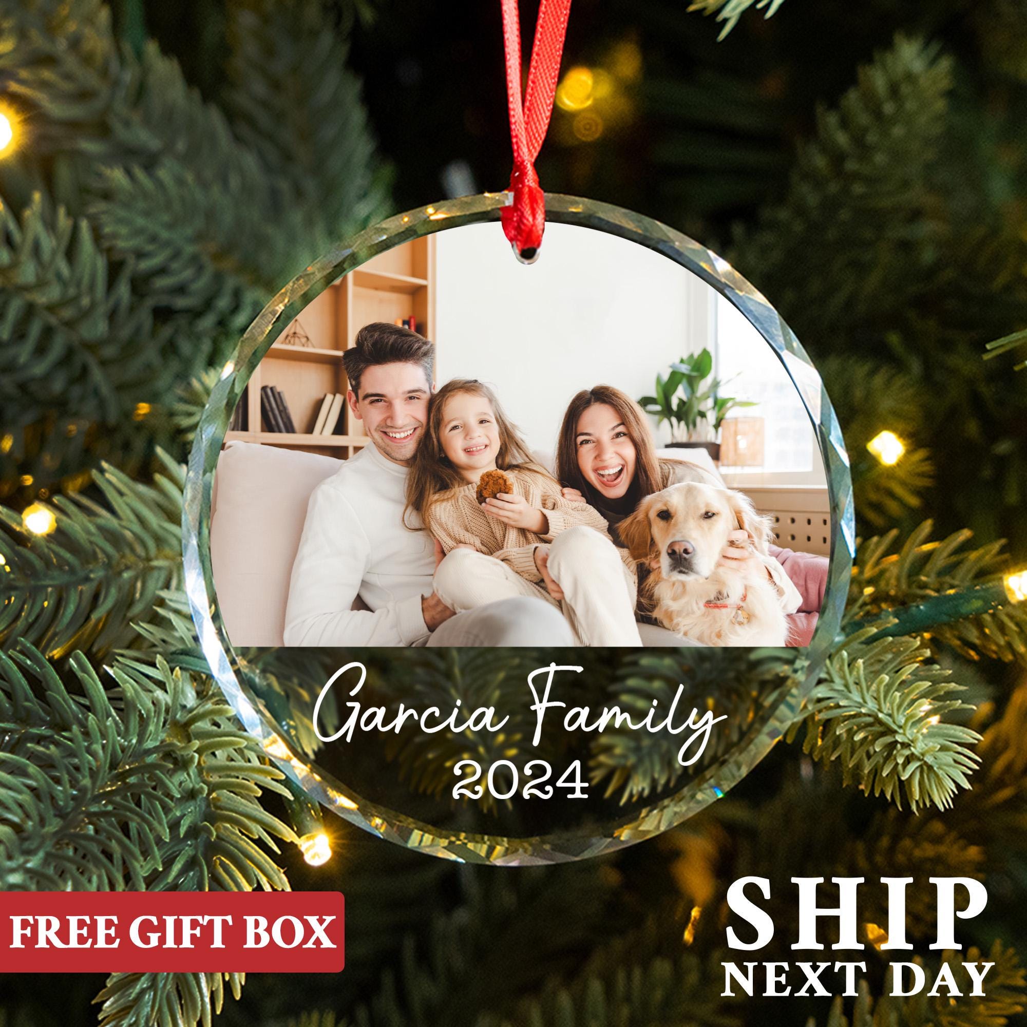 Family Christmas Ornament, Picture Ornament, Custom Photo Ornament, Family Ornament, Glass Ornament, Gifts for Family, Christmas Gift