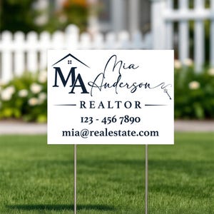 Letrero de agente inmobiliario personalizado, letrero de venta de casa personalizado con nombre, número y correo electrónico, letrero publicitario de venta, letrero de plástico resistente al agua