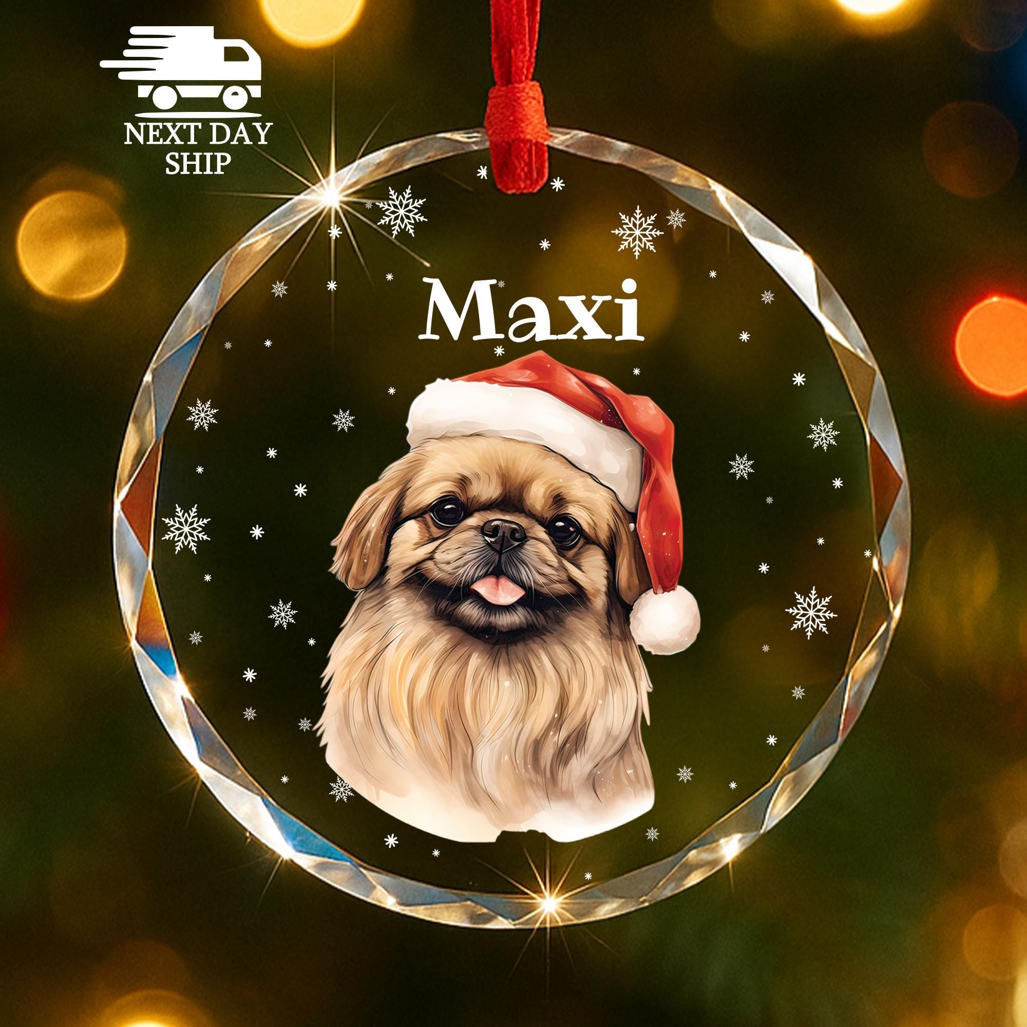 Personalized Name Dog Christmas Ornament, Pet Portrait Glass Keepsake, Holiday Tree Decoration, Dog Owners, Dog Lovers, Dog Parents Gift