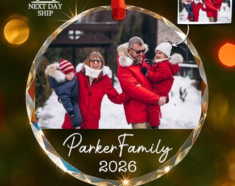 Family Christmas Ornament, Picture Ornament, Custom Photo Ornament, Family Ornament, Glass Ornament, Gifts for Family, Christmas Gift