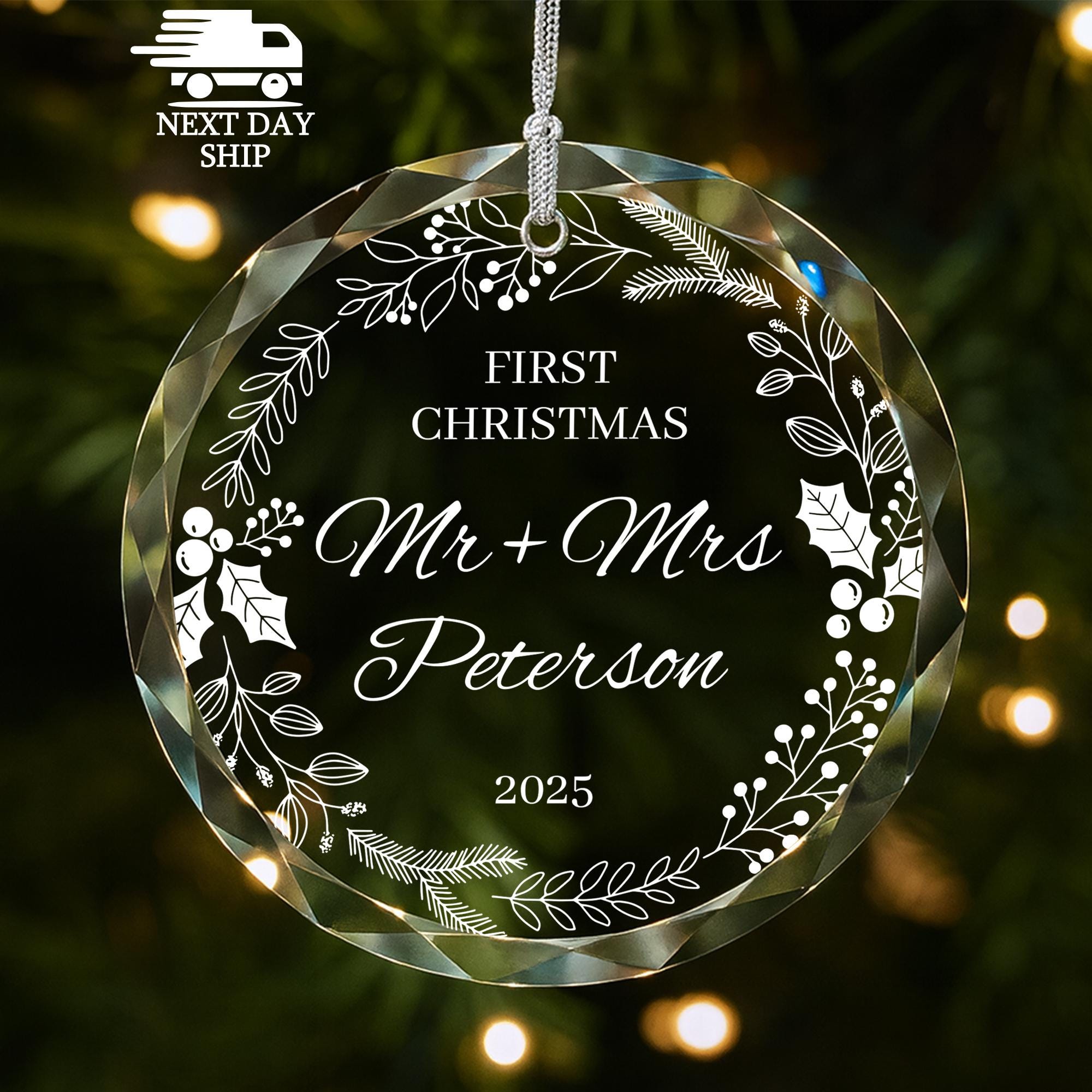 First Christmas Ornament, Custom Married Ornament, Couple Gifts, Personalized Hanging Ornament, Gifts for New Family, Christmas Gifts