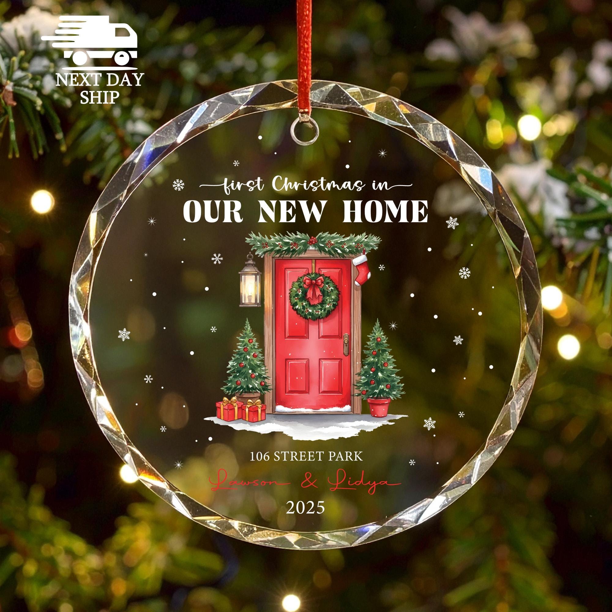 Custom Newlywed New House Ornament, First Christmas in Our New Home Keepsake, Custom Address Christmas Ornament, New Homeowner Gift 2025