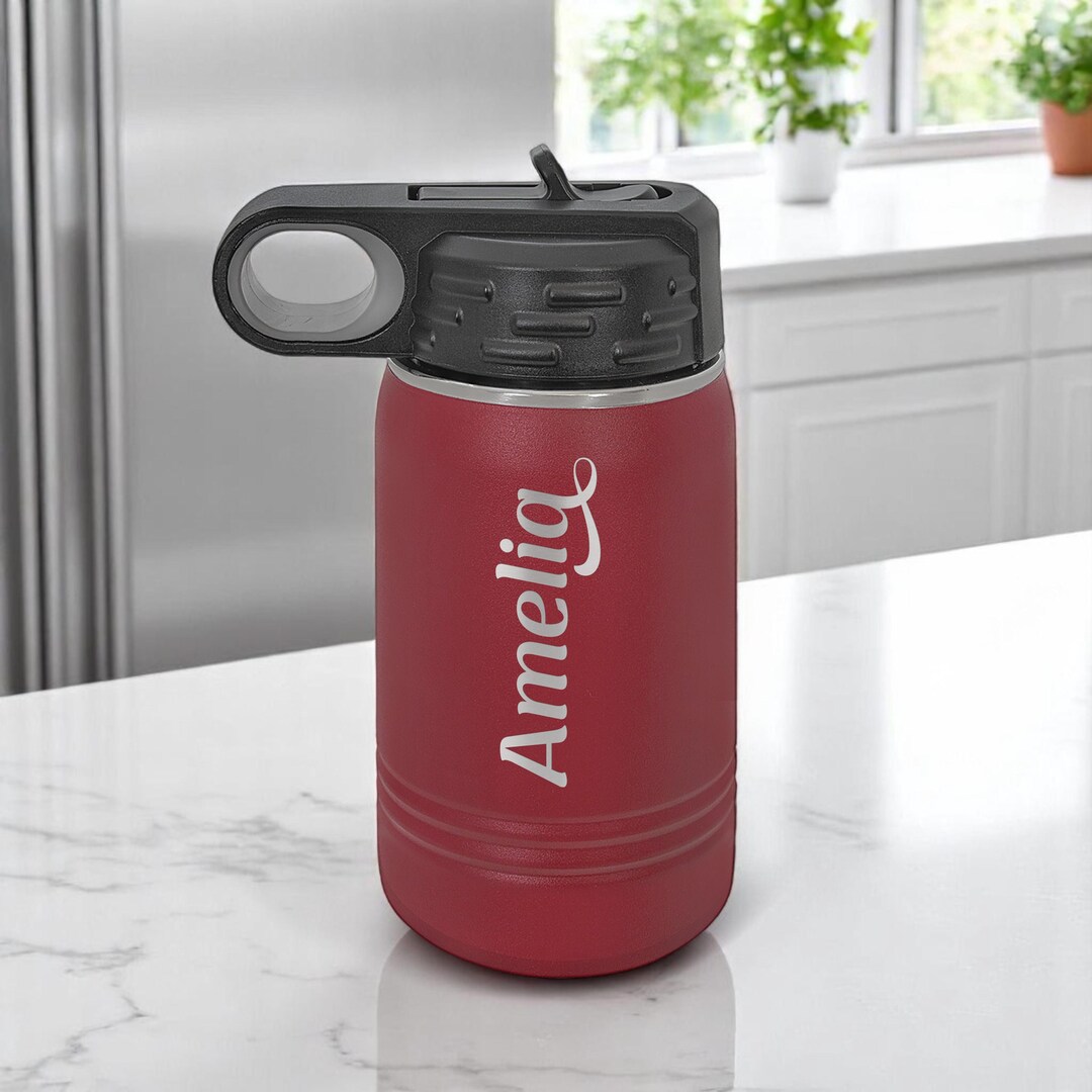 Custom Engraved 12oz Kids Water Bottle, Personalized Stainless Steel ...