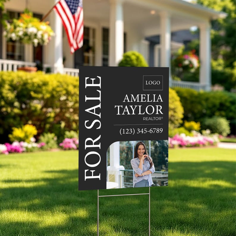 Pvc Sign Realtor Examples Vertical Realtor Yard Sign With Photo, Custom Real Estate for Sale Lawn ...