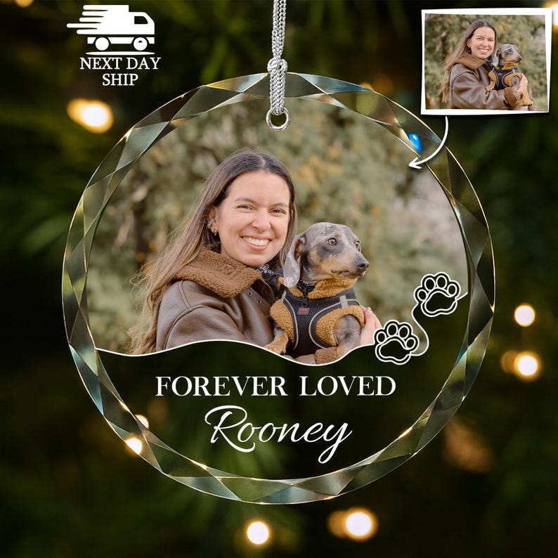 Personalized Dog Memorial Ornament, Dog Photo Ornament, Forever Loved Ornament, Cat Memorial Keepsake, Pet Owner Ornament, Pet Loss Gift image 7