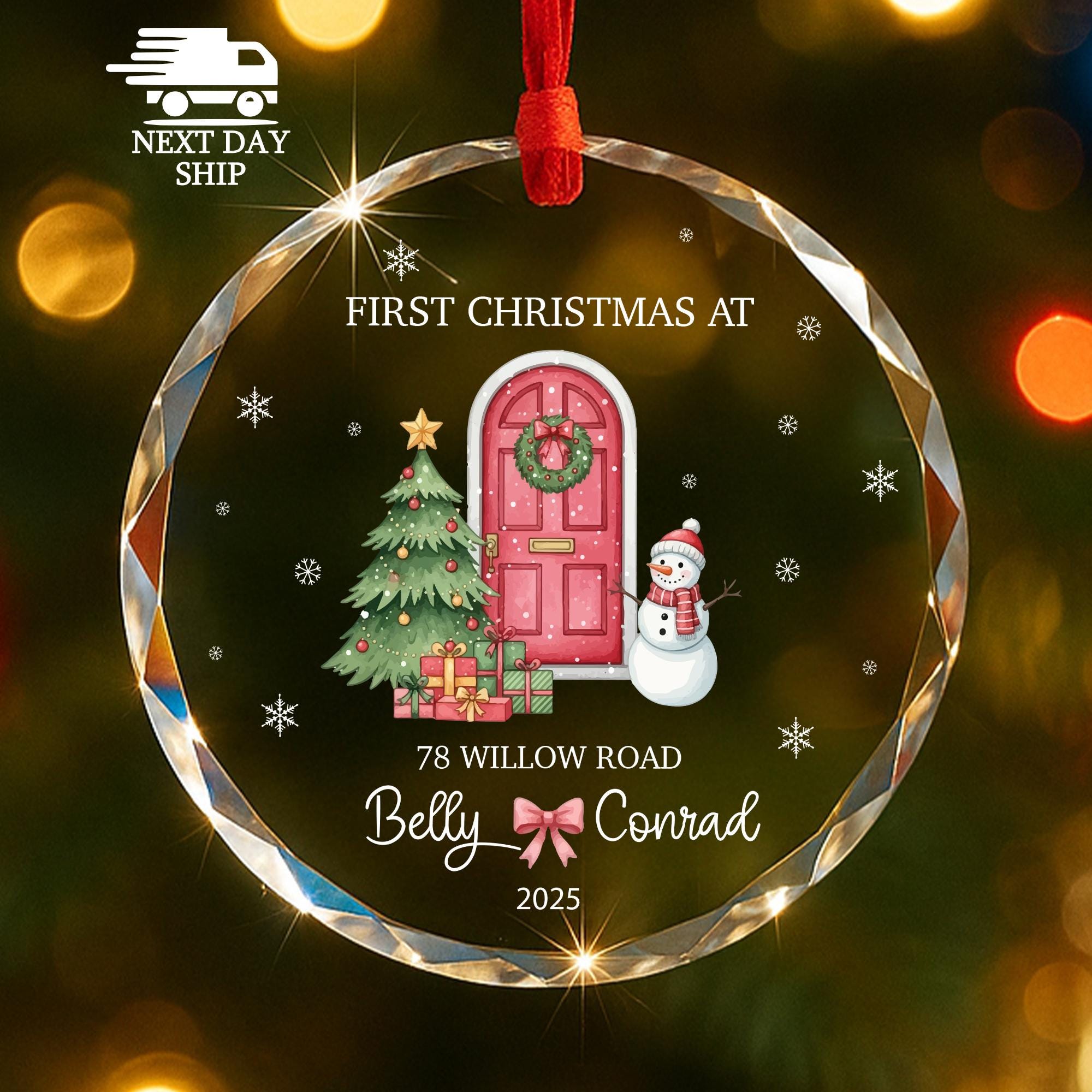 First Christmas at New Home Christmas Ornament, Custom Address & Names Glass Keepsake, New Home Gift 2026, Housewarming Gift, Homeowner Gift