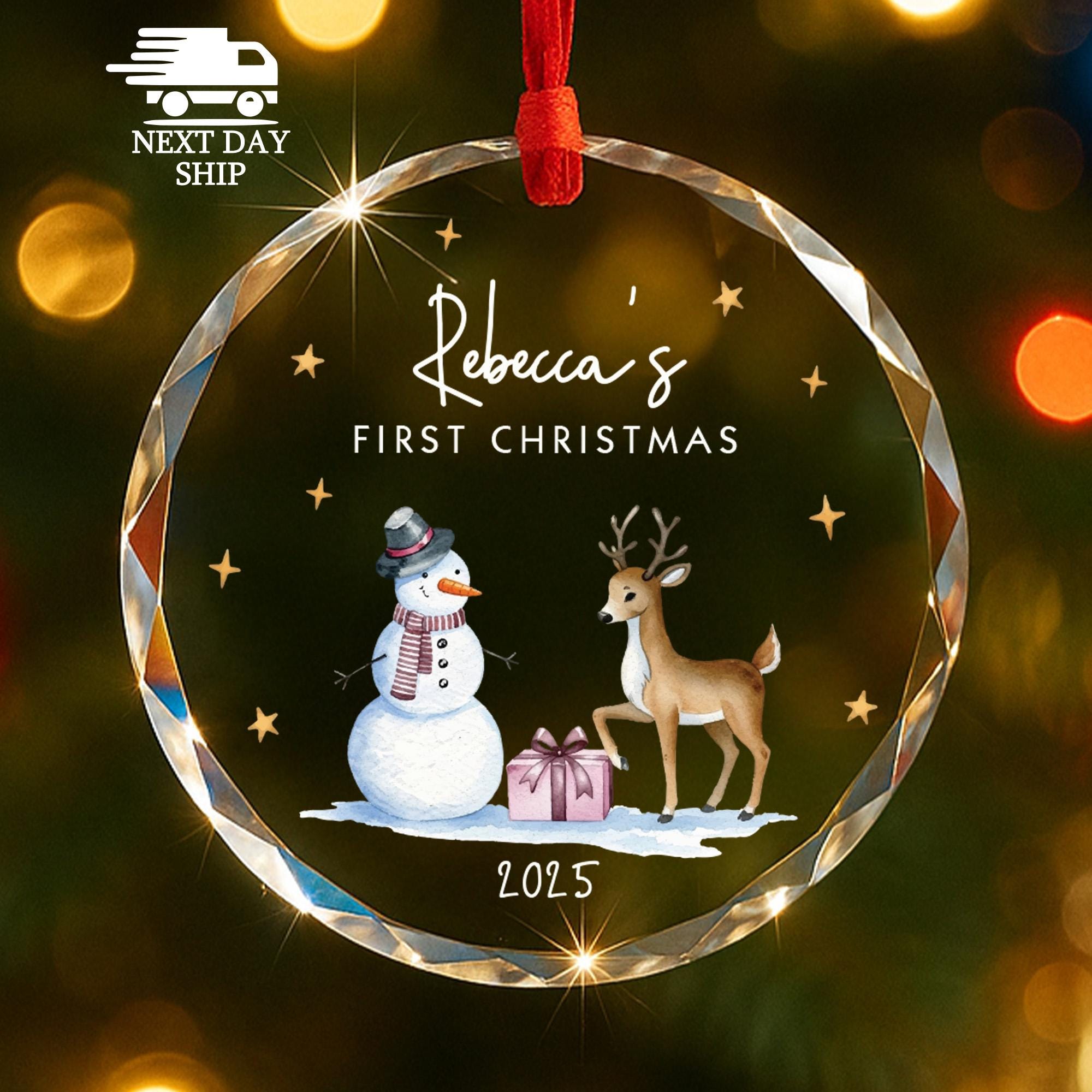 First Christmas Ornament, Holiday Gift for Grandchildren, Personalized Name Newborn Keepsake, New Parents Gift, Christmas Keepsake For Baby