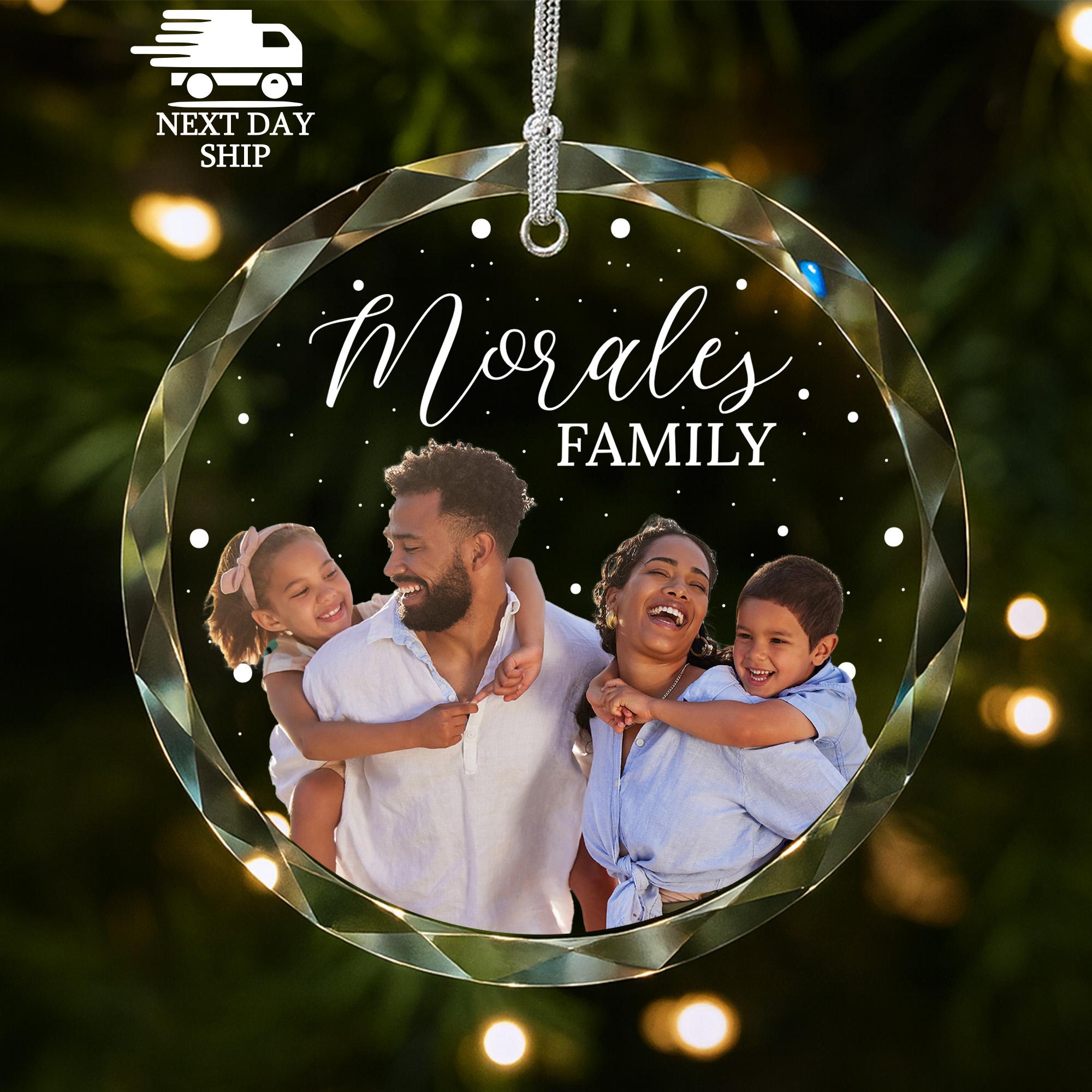 Family Photo Ornament, Christmas Ornament, Custom Family Ornament, Family Picture Ornament, Glass Ornament, Gifts for Family, Christmas Gift
