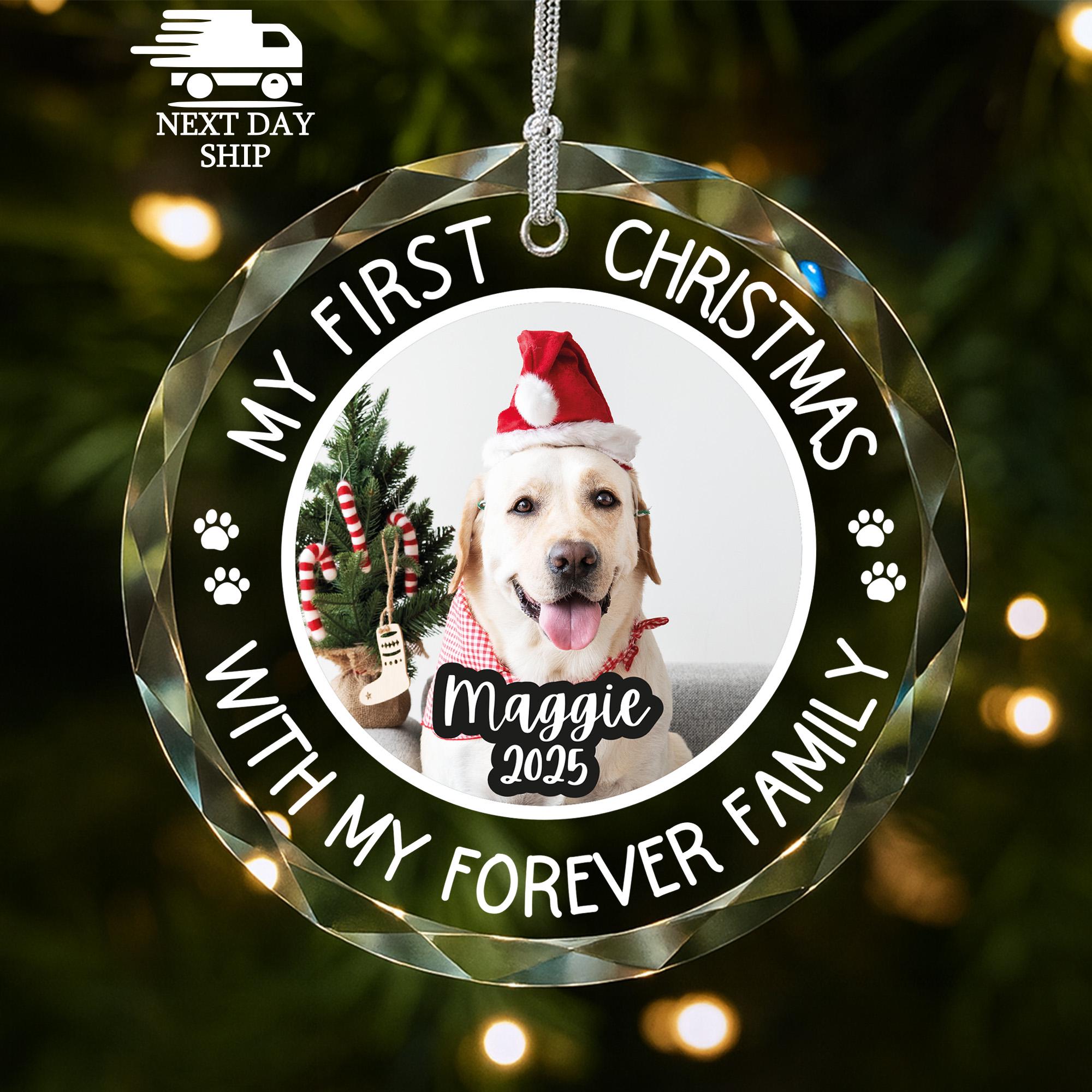 New Dog Photo Ornament, Personalized Puppy Ornament, Custom Glass Ornament, Foster Dog Ornament, Dog Rescue Ornament, Dog Shelter Ornament