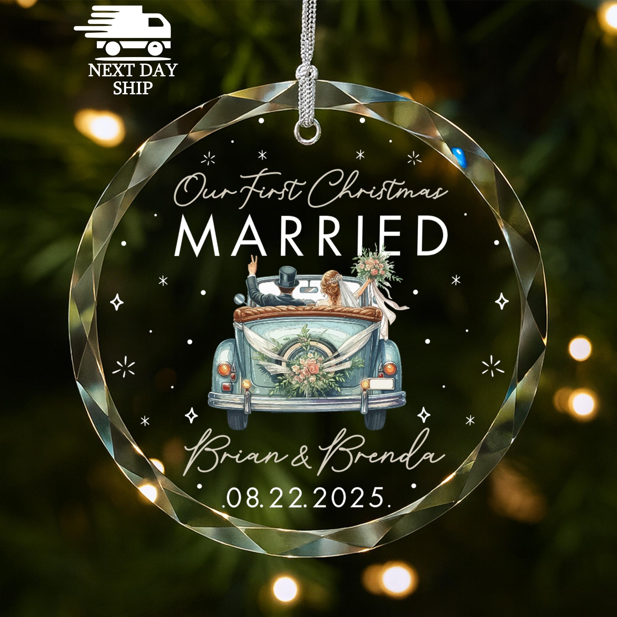 Our First Christmas Ornament, Married Ornament, Couple Name Ornament, Personalized Wedding Ornament, Custom Wedding Keepsake, Newlywed Gifts
