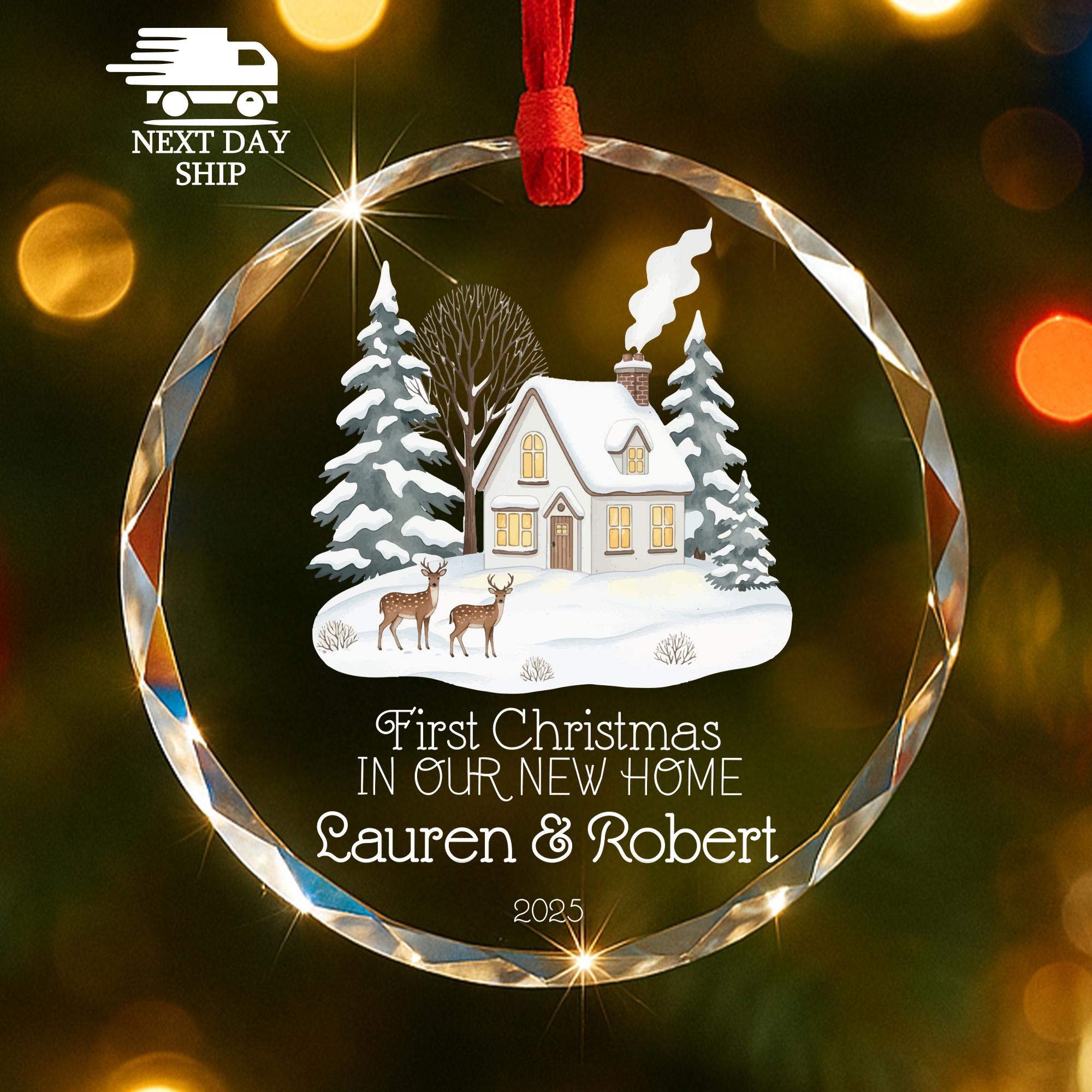 First Christmas in Our New Home Ornament, Personalized Couple Names Housewarming Gift, Homeowners Ornament, Holiday Gift For Newlyweds