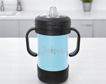 Personalized Stainless Steel Sippy Cup, Toddler Training Cup with Handles