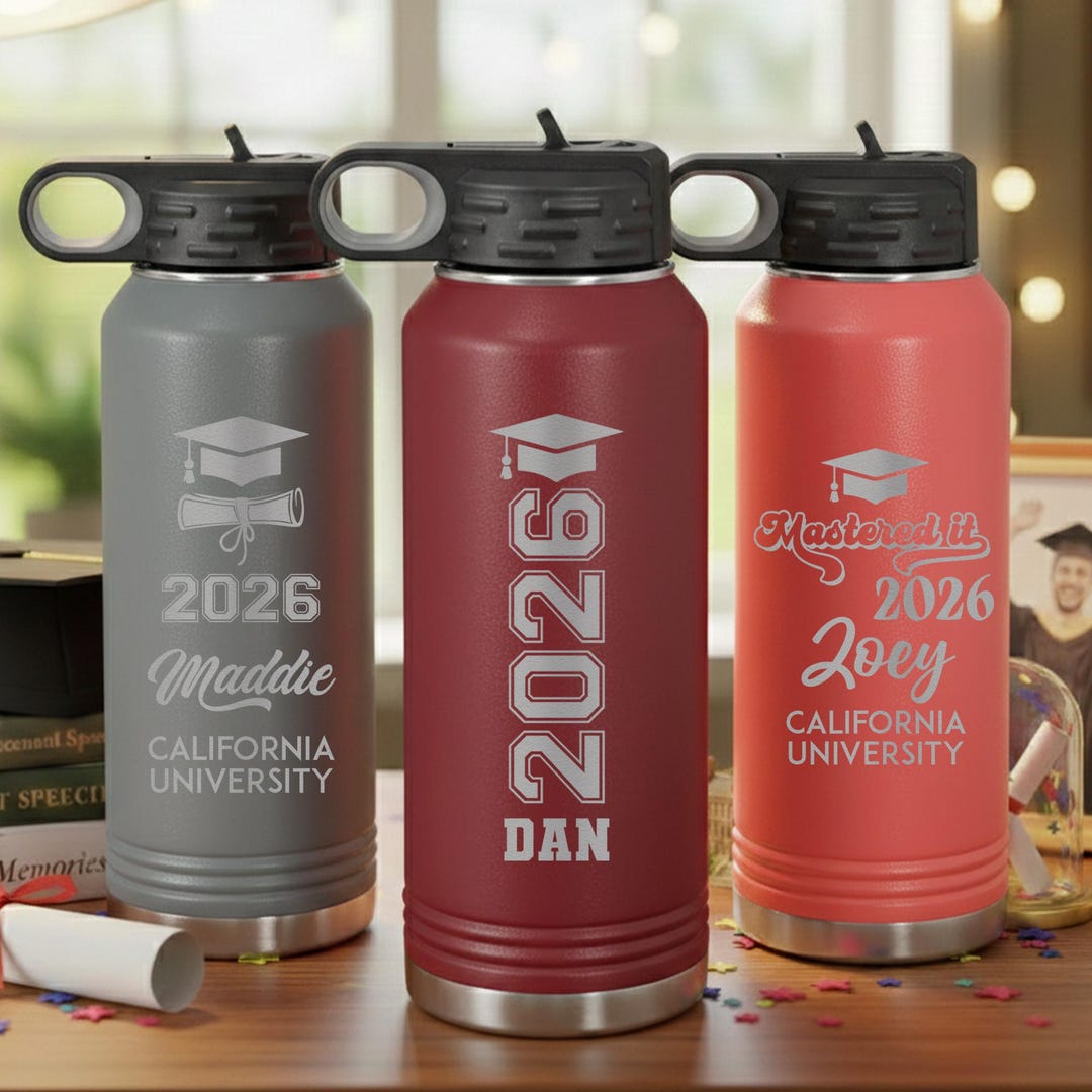 Personalized Class of 2026 Water Bottle, Custom Graduation Gift With ...