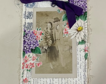 Handmade in USA - Vintage Ephemera Journal Card OOAK