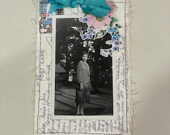 Handmade in USA - Vintage Ephemera Journal Card OOAK