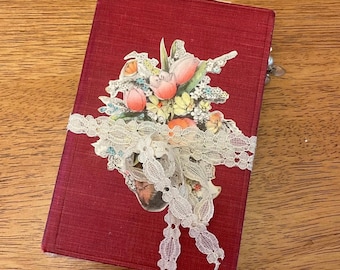 Eclectic Small Junk Journal Upcycled Vintage Book Cover made with Authentic Vintage Ephemera