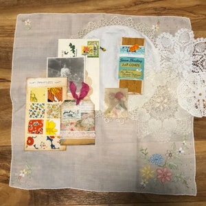 Collection of Vintage Doiles and Paper Ephemera