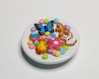 Easter sugar cookies plate dollhouse miniature