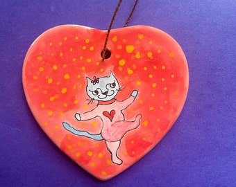 Handpainted Ceramic Valentine, Valentine Ornament