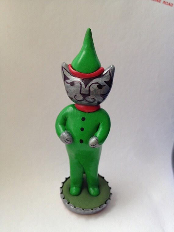 Figurka Bożego Narodzenia Elf Kota Boże Narodzenie Kot Etsy