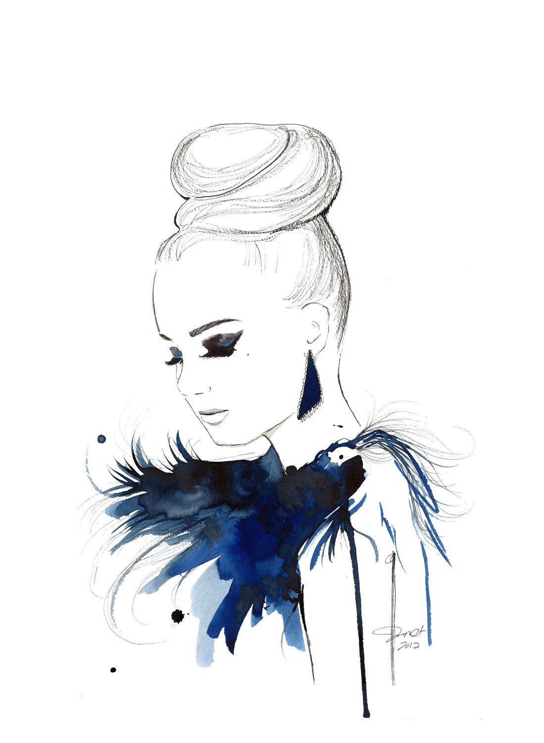 Print from original watercolor pen and china marker fashion Etsy