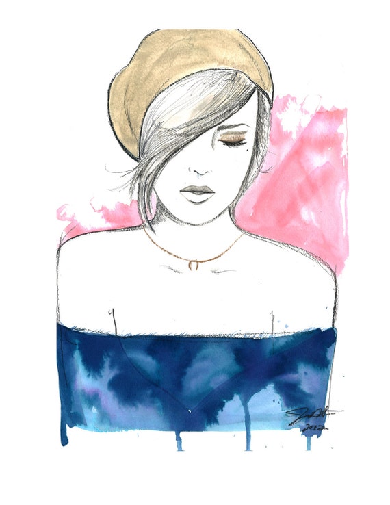 Items similar to Original Watercolor, Pen, China Marker, Fashion Illustration, Jessica Durrant