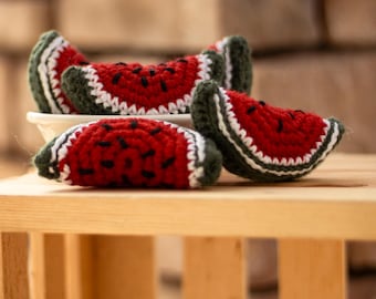 Handmade Crochet Watermelon Slice - Crochet Watermelon Slice for Decoration, Watermelon Crochet, Crochet Fruit, Play Fruit