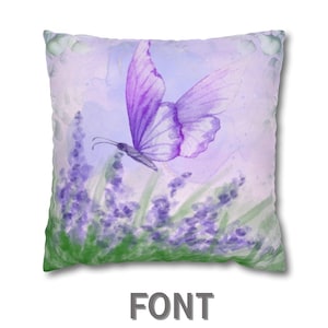 Whimsical Butterfly Pillow Cover ,Lavender Floral Throw Pillow ,Purple Nature Decor ,Cottagecore Aesthetic Gift for Her or Home