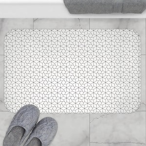 Geometrische badmat - modern minimalistisch badkamertapijt | Stijlvol zwart-wit patroon, zachte douchemat, eigentijds wooncadeau