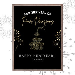 Afdrukbaar nieuwjaar, nog een jaar van gietbeslissingen, oudejaarsavond, oudejaarsavond, NYE-afdruk, decoratie nieuwjaarsfeest, NYE-feestafdruk