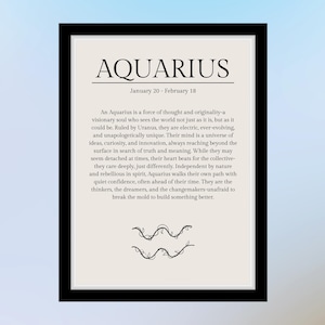 Aquarius Zodiac Print: Minimalist Home Decor (PDF)