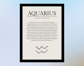 Aquarius Zodiac Print: Minimalist Home Decor (PDF)