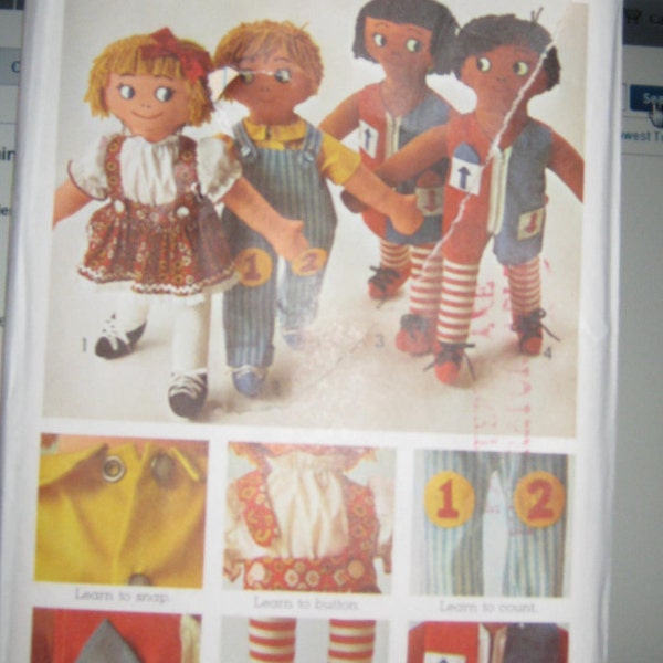 Simplicity 9137 vintage Rag Doll pattern  Learning Aids apprx 20 inch