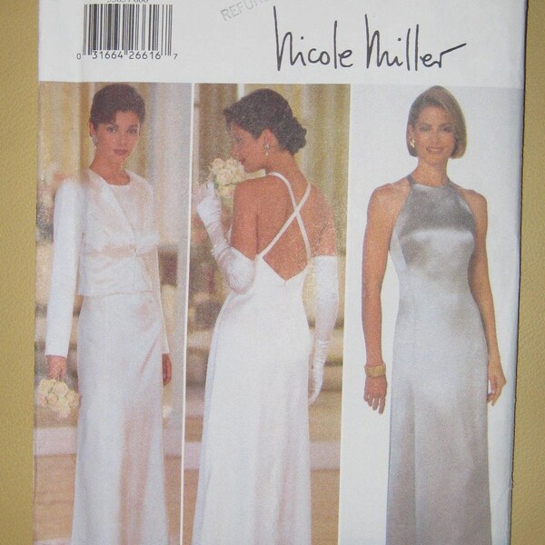 Butterick 5305 Misses long Nicole Miller evening gown and jacket sz 6 thru 10