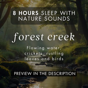 8 Hours Forest Creek Sleep Sounds with flowing water, crickets, wind and birds - mp3 download
