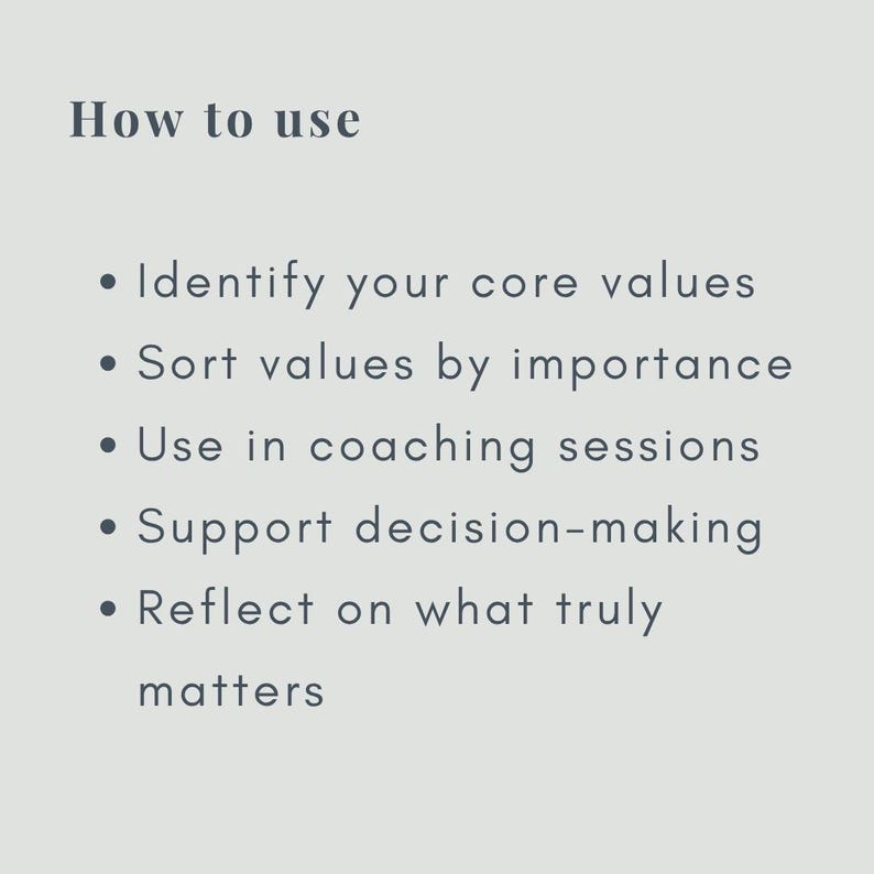 Core Values Cards Printable – Coaching, Personal Growth Tool - Canva ...